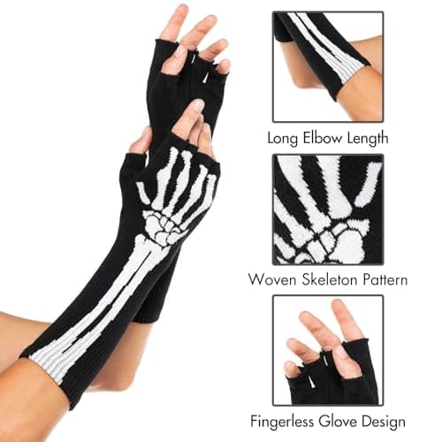Leg Avenue Women's Fashionable Skeleton Fingerless Gloves