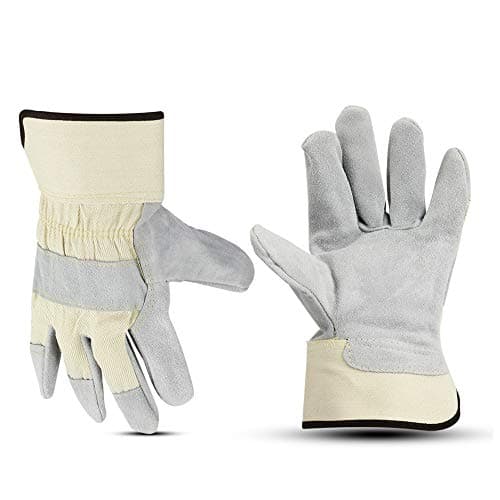 Cowhide Split Leather Safety Gloves with Rubberized Cuff — Heat Resistant