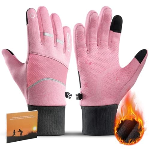 KynciLOR Thermal Winter Gloves with Touchscreen for Men and Women Anti-Slip Grip — Pink