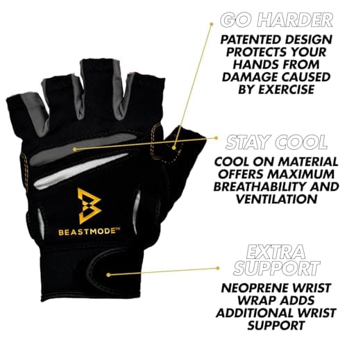 Bionic Men's Beastmode Half-Finger Gloves for Gym Workout