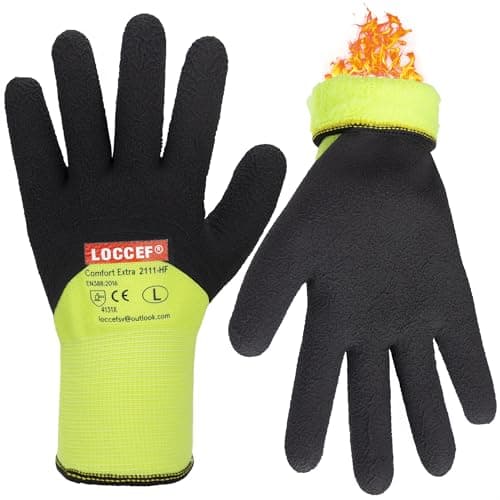 LOCCEF Winter Work Gloves for Men and Women, Freezer-Thermal Insulated, Super Grip