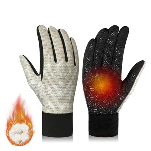 Waterproof Winter Gloves for Extreme Cold Weather - Thermal Warm Gloves with Touchscreen Fingers for Men and Women — T112 Plus-(75% Warm&Water-Resistant)-Off White