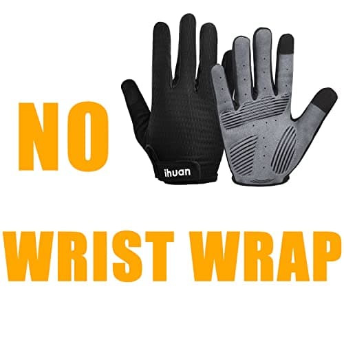 ihuan Full-Finger Workout Gloves for Men: Gym Weight Lifting Gloves for Deadlift — Grey