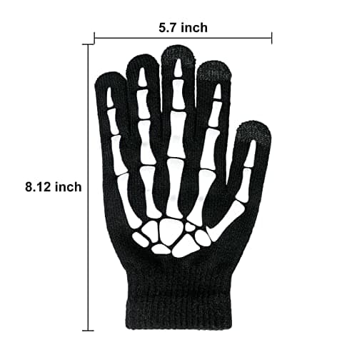 Lousye Halloween Skull Gloves - Touch Screen Warm Skeleton Gloves