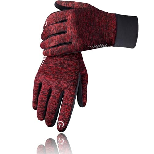 Winter Gloves for Women and Men - Warm, Windproof, Touchscreen, Snow Skiing Thermal Liners - for Cycling, Running, Driving, Walking, Hiking, and Commuting. — Wine Red