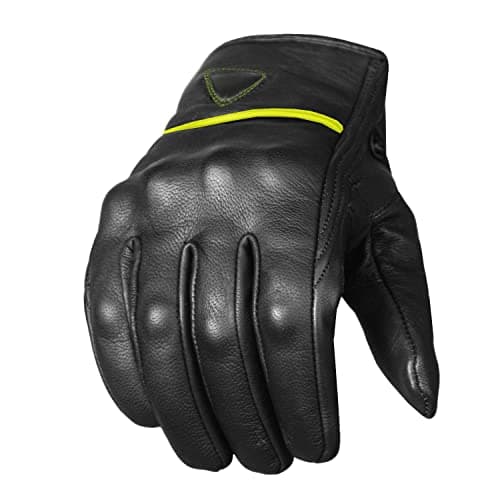 Men's Premium Leather Motorcycle Jacket & Gel Gloves for Street Cruisers — BlackGreen