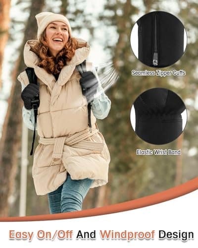 RIGWARL Winter Thermal Gloves, Touchscreen Touch, Waterproof, Adjustable Wrist Zippered