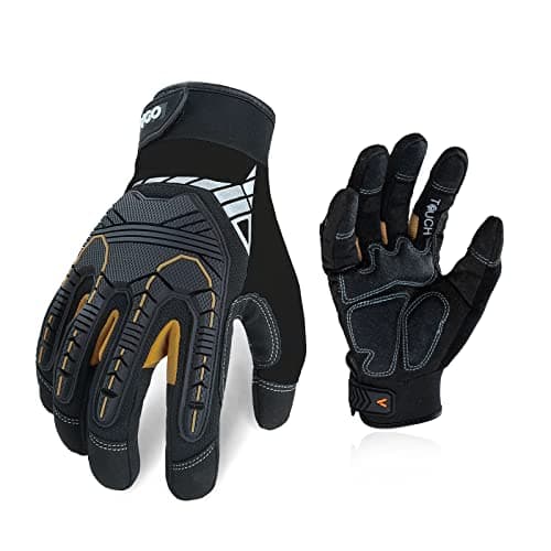 Vgo 3-Pairs Heavy Duty Synthetic Leather Mechanic Gloves, Size L, Black — 1 Pair - Black -Regular