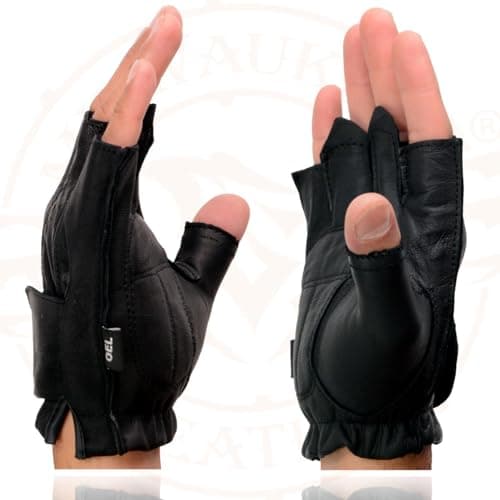 Milwaukee Black Gel Padded Men's Fingerless Motorcycle Hand Gloves