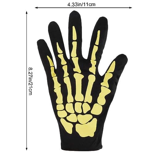 Naichuo Skeleton Gloves for Halloween Costumes (Men, Women, Kids Over 3)