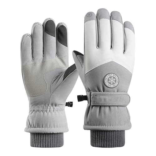 RIGWARL Warm Water-Resistant Windproof Thermal Gloves for Women — light grey white