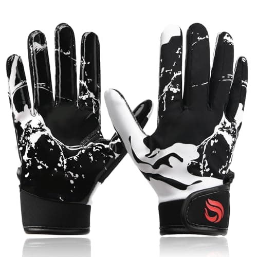 Youth Football Gloves for Kids - Excellent Grip Receiver Gloves — Icy Black