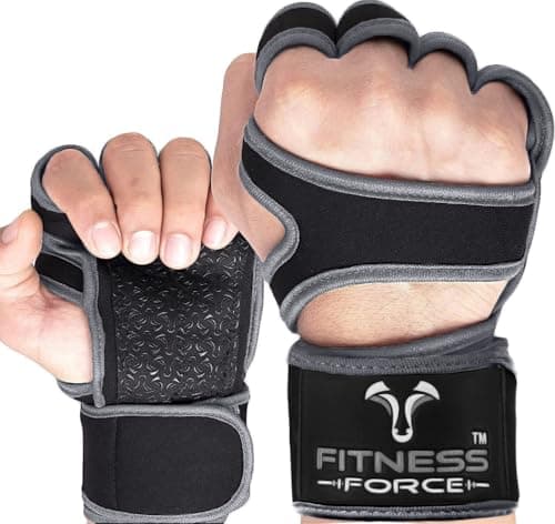 FITNESS FORCE Ventilated Wrist Support Gloves for Workouts Weightlifting & Cross Training — Grey