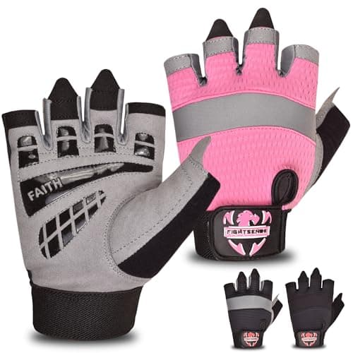FIGHTSENSE Workout Gloves for Men and Women - Enhanced Grip, Padded Palm, Breathable Design — Pink