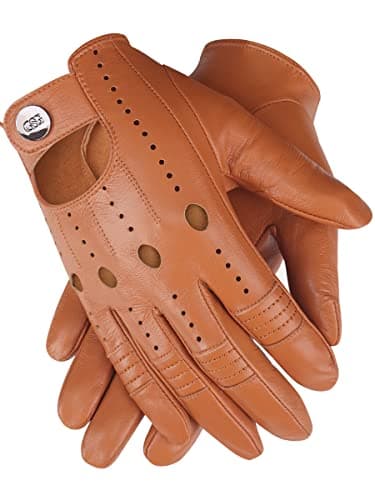 Genuine Leather Black Driving Gloves for Men, Touchscreen Compatible Motorcycle Fotos — Yellow