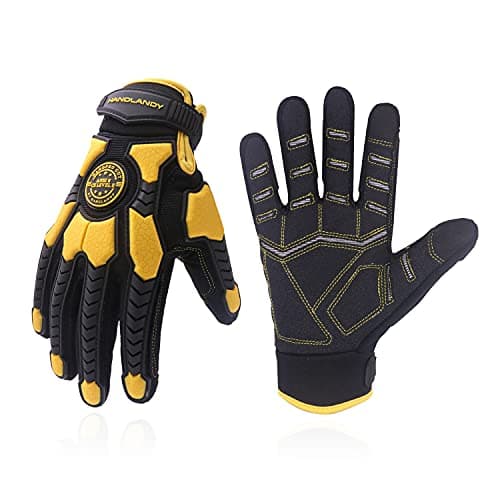 Handlandy Heavy Duty Impact Gloves, SBR Padding, TPR Protector — Yellow & Black