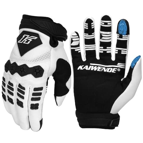 Men's Touch-Screen Dirt Bike Gloves - Black, Small, Motocross MTB Off-Road — White