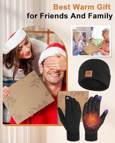 Rigwarl Men's Warm Hat & Waterproof Touchscreen Gloves Set