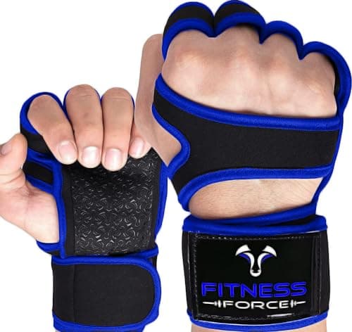 FITNESS FORCE Ventilated Wrist Support Gloves for Workouts Weightlifting & Cross Training — Blue