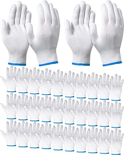Satinior 36 Pair White Cotton BBQ Gloves Men Women Safety Protection — Blue Edging