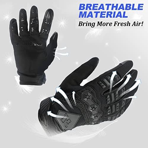 Men's Touch-Screen Dirt Bike Gloves - Black, Small, Motocross MTB Off-Road