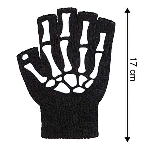 Cooraby Glow in the Dark Halloween Skeleton Knitted Gloves