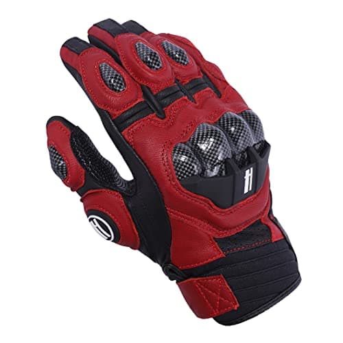 Harssidanzar Breathable Leather Motorcycle Gloves for Men & Women - Touchscreen Compatible KM046 — Oxblood/Black