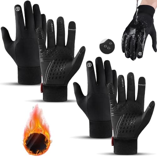 TOWGOU Warm Winter Waterproof Touch Screen Gloves — Black*2pairs