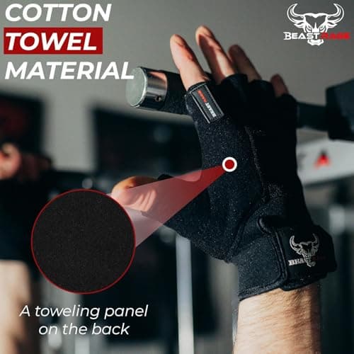 BEAST RAGE Men's Durable Gym Half-Finger Training Gloves Anti-Slip Weight Lifting
