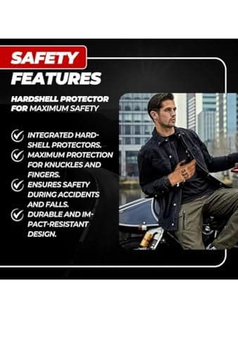Men's Leather Motorcycle Gloves with Touchscreen Function - Non-Slip Pads, All Weather Protection