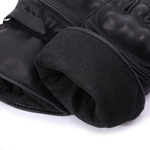 Harssidanzar Men's Winter Motorcycle Gloves, Genuine Leather Touchscreen Thinsulate Lined Black Size L