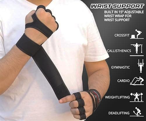 FITNESS FORCE Ventilated Wrist Support Gloves for Workouts Weightlifting & Cross Training