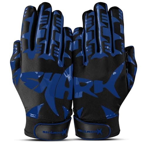 Ultra-Sticky Non-Slip Football Gloves for Youth, Adult, Kid Sizes — Blue