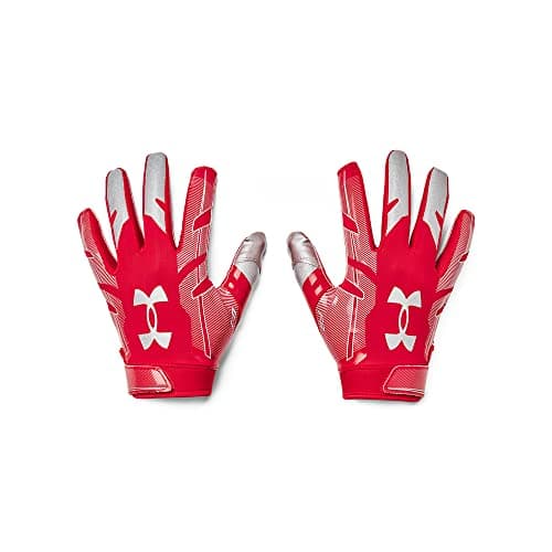Under Armour Boys' F8 Football Gloves - Performance FIT — Red (600)/Metallic Silver