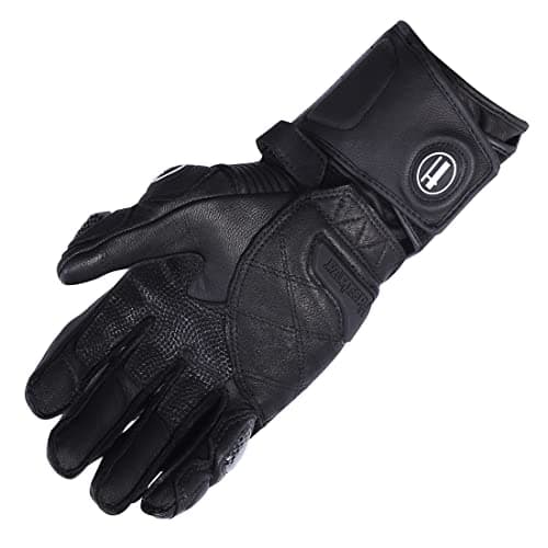 Harssidanzar Leather Motorbike Gloves, Carbon Fiber Knuckle Protection KM045