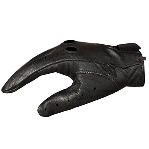 Real Leather Biker Gloves for Men & Women - Touchscreen Ventilation, Adjustable Fit, Black XL