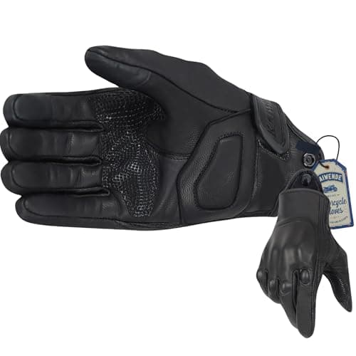 Vintage Leather Motorcycle Gloves for Men, Touchscreen Protection and Padding