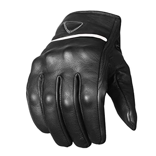 Men's Premium Leather Motorcycle Jacket & Gel Gloves for Street Cruisers — BlackWhite