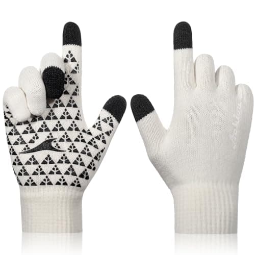 Achiou Winter Gloves for Men & Women - Touch Screen Compatible Warm Running Gloves — White