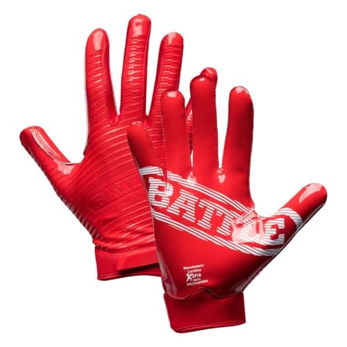 Doom 1.0 Ultra Stick Wide Receiver Football Gloves — Red