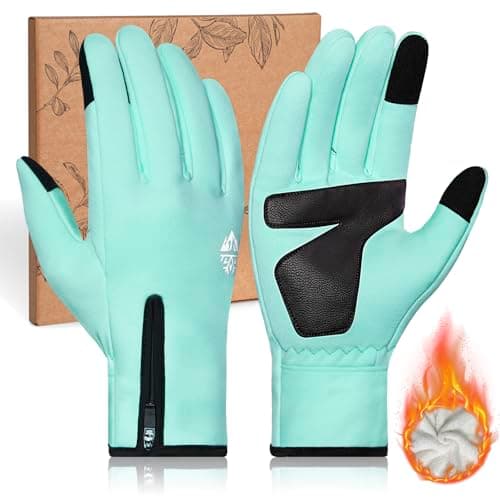 Winter Thermal Waterproof Touchscreen Gloves for Men and Women with Adjustable Zippered Wrist — T121 Plus-(75% Warm&Water-Resistant)-green