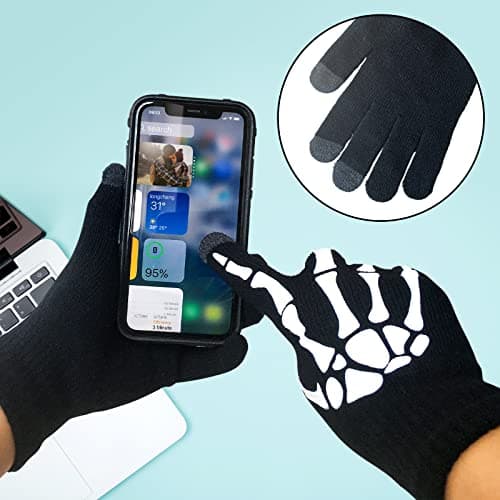 Lousye Halloween Skull Gloves - Touch Screen Warm Skeleton Gloves