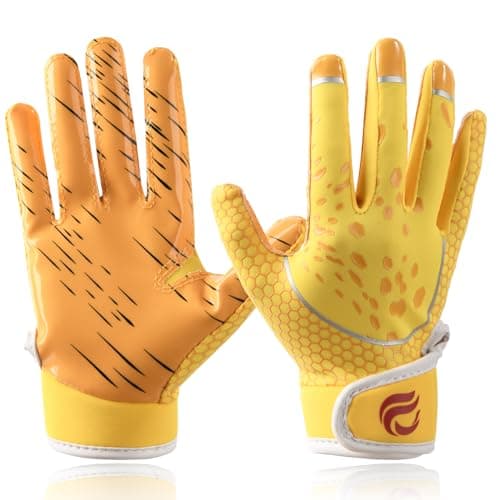 Youth Football Gloves for Kids - Excellent Grip Receiver Gloves — Light Yellow
