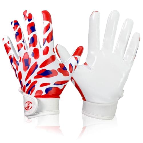 Youth Football Gloves with Silicone Grip for Enhanced Play — Leopard Print