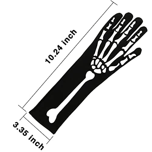 XUECHEN Stretchy Skeleton Gloves, Halloween Full Finger Bones
