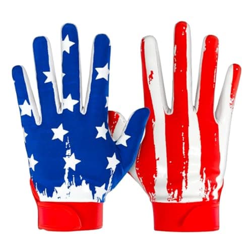 Sleefs Football Receiver Gloves - No Slip, Crazy Sticky Grip - Youth & Adult Sizes — USA Brushed Flag