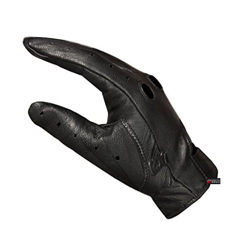 Real Leather Biker Gloves for Men & Women - Touchscreen Ventilation, Adjustable Fit, Black XL