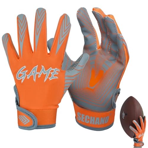 Non-Slip Breathable Football Gloves for Youth and Teen Training — Orange