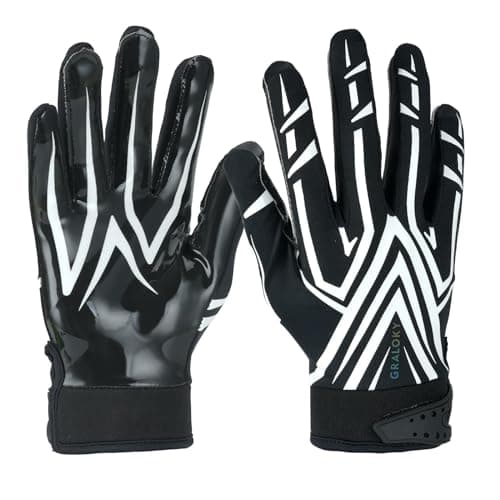 Ultra Sticky Football Gloves Men Women, White Enhanced Performance Tacky Grip — Black