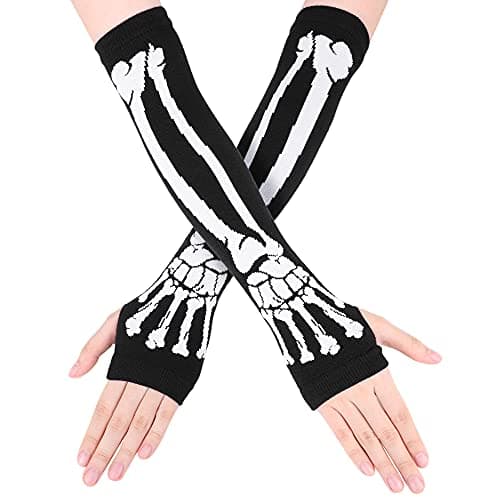 Stylish Fingerless Skull Gloves for Men and Women — Long_skull